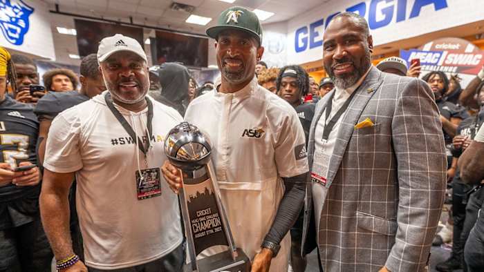 Eddie Robinson Jr. Celebrates His First Win as Head Coach
